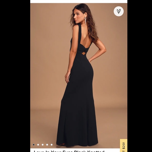 Lulu's Dresses Lulus Love In Your Eyes Black Knotted Mermaid Maxi